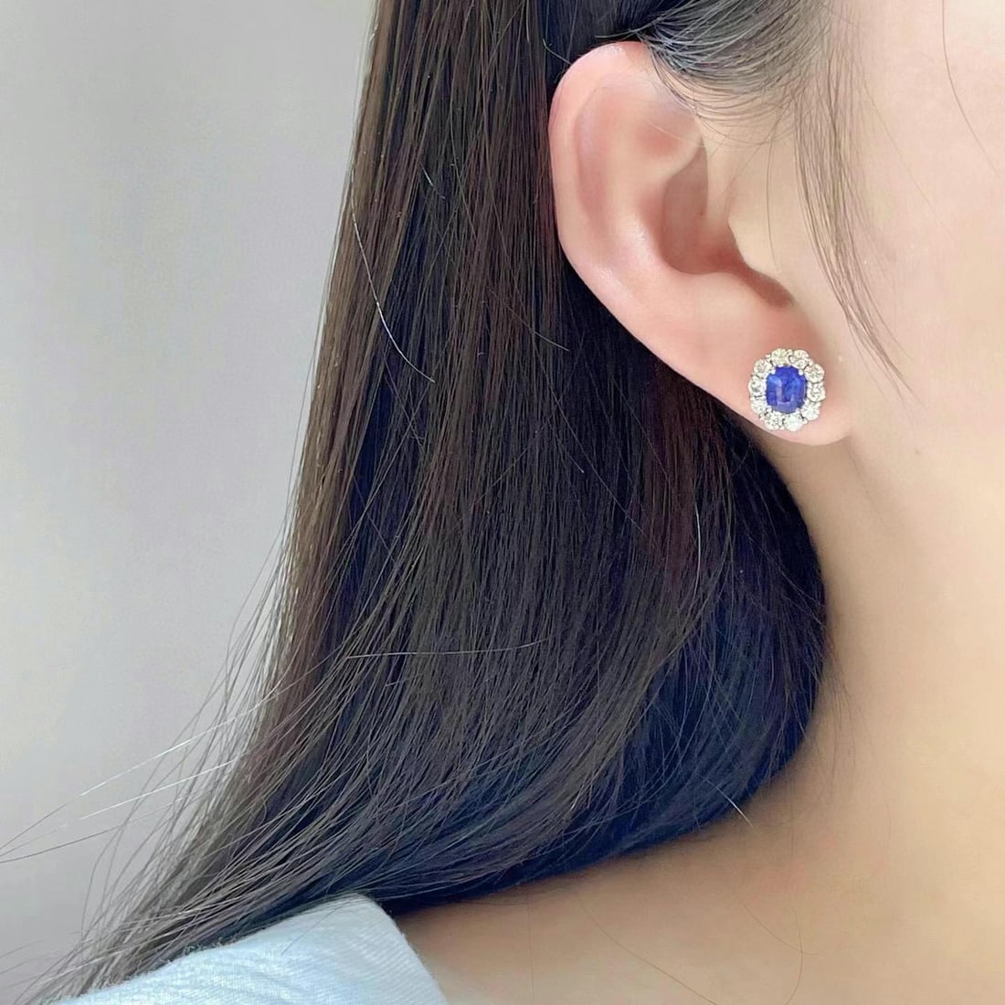 14k Gold 3.11 Ctw Natural Sapphire & Diamond Earrings - 6