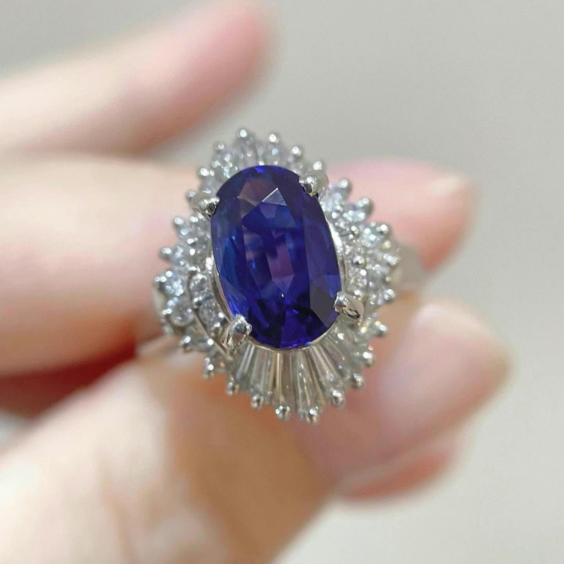 14k Gold 2.95 Ctw Natural Sapphire & Diamond Ring - 2