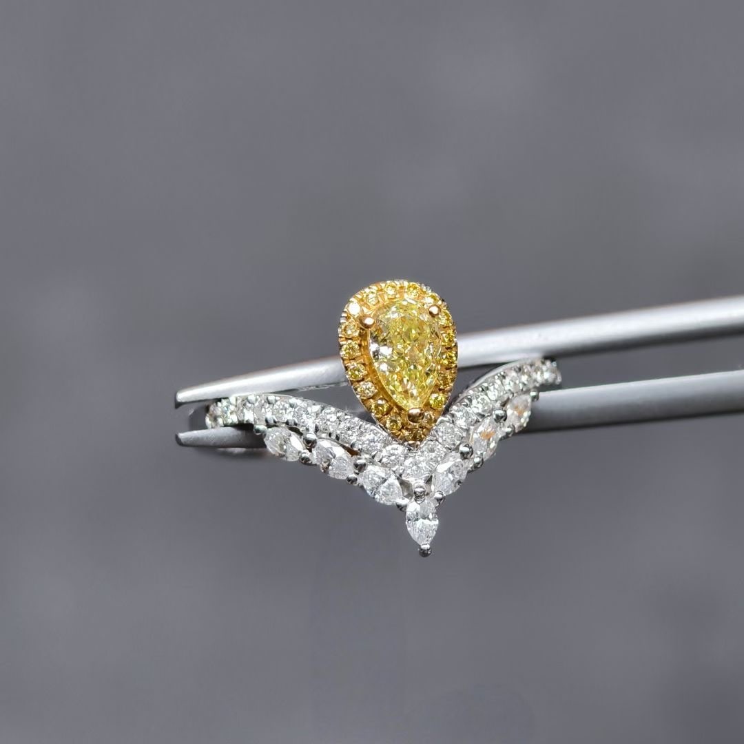 14k Gold 0.71 Ctw Natural Yellow Diamond & Diamond Ring - 2