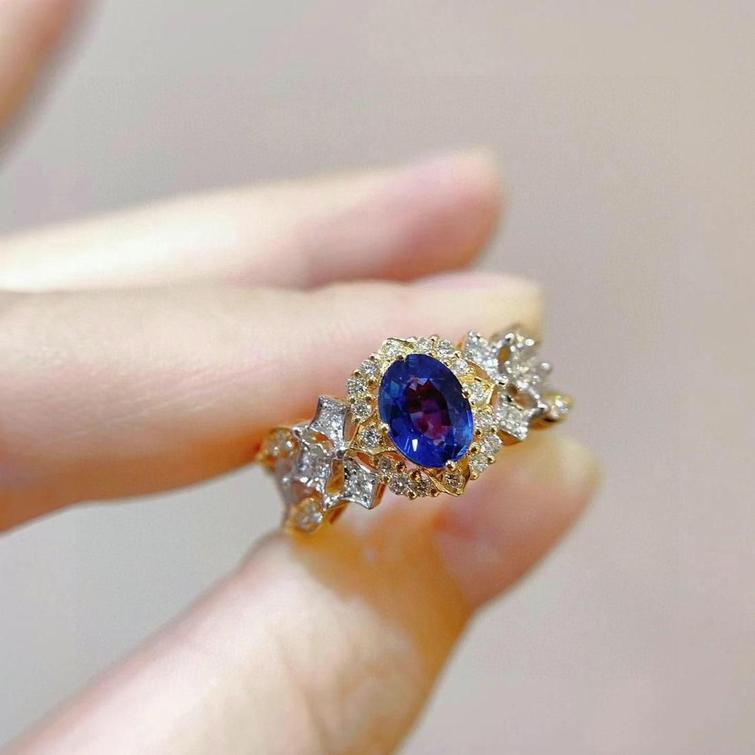 14k Gold 1.44 Ctw Natural Sapphire & Diamond Ring - 2