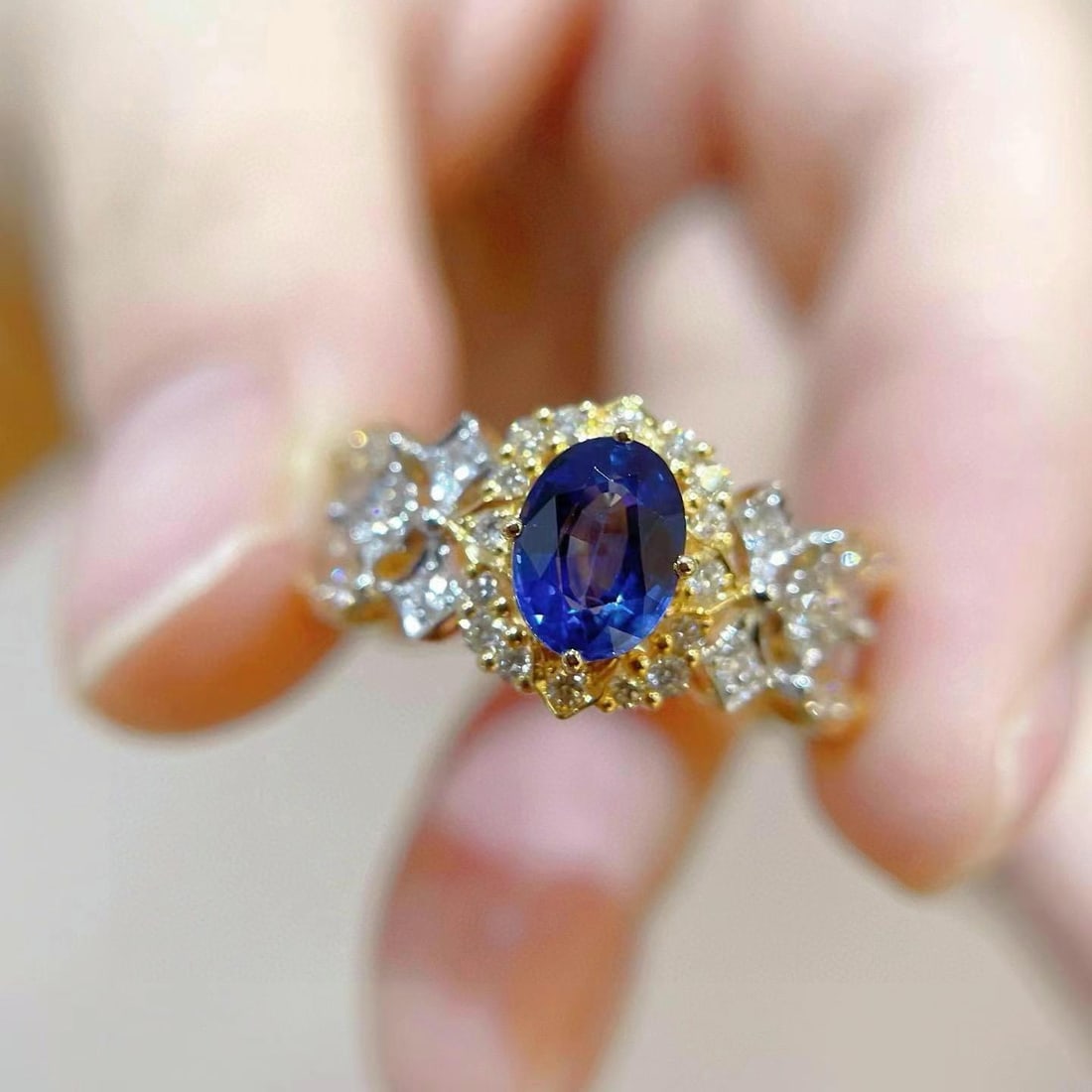 14k Gold 1.44 Ctw Natural Sapphire & Diamond Ring - 3