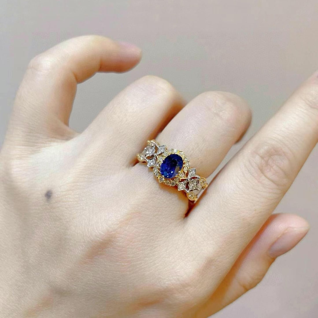 14k Gold 1.44 Ctw Natural Sapphire & Diamond Ring - 6