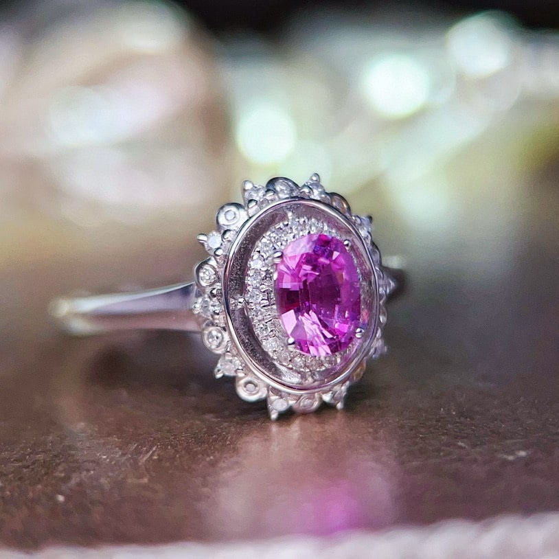 14k Gold 0.93 Ctw Natural Sapphire & Diamond Ring - 3