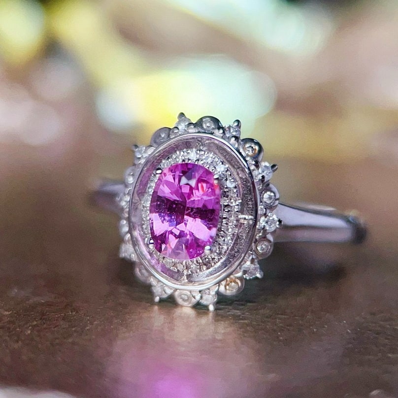 14k Gold 0.93 Ctw Natural Sapphire & Diamond Ring - 4