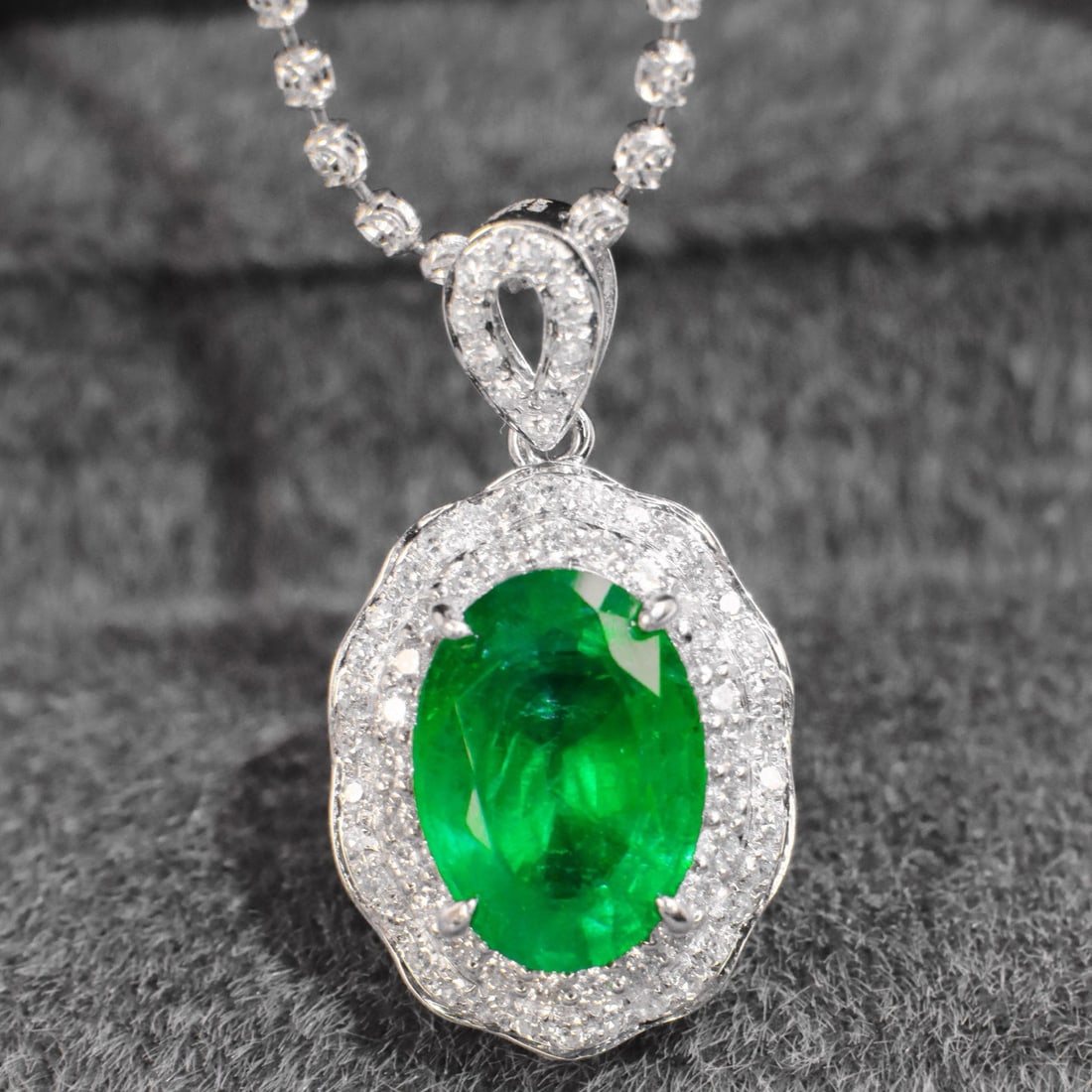 14k Gold 2.71 Ctw Vivid Green Natural Emerald & Diamond Pendant( Without Chain ) (1 of 6)
