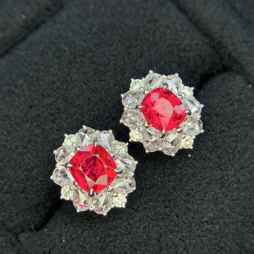 14k Gold 1.66 Ctw Natural Spinel & Diamond Earrings - 3