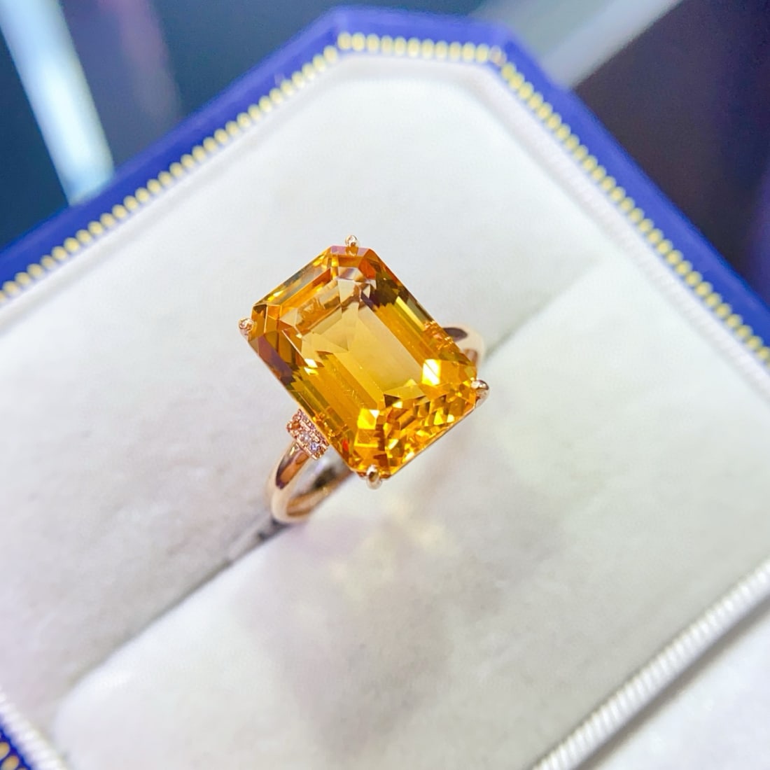 14k Gold 6.08 Ctw Natural Citrine & Diamond Ring - 3
