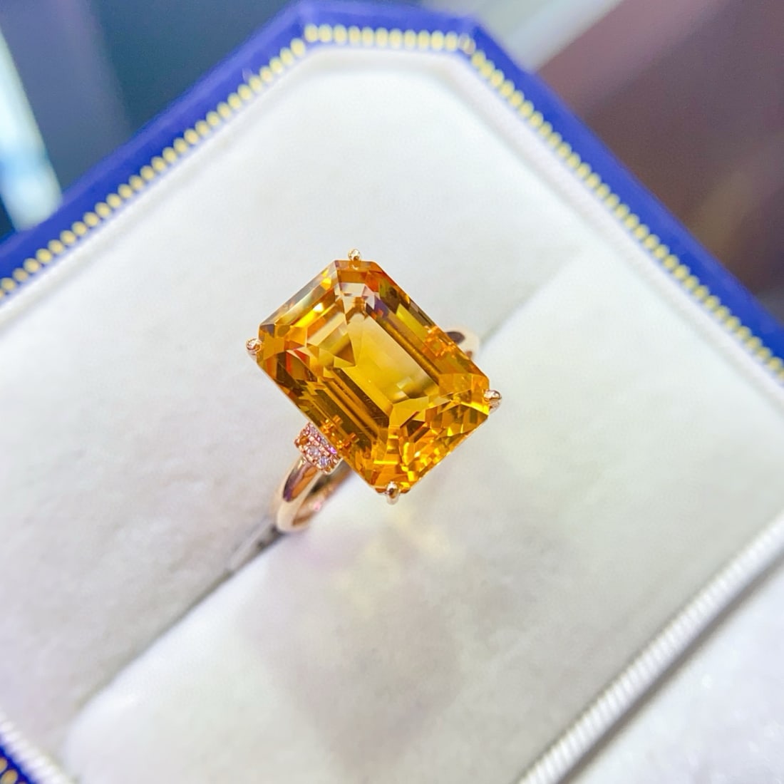 14k Gold 6.08 Ctw Natural Citrine & Diamond Ring - 4