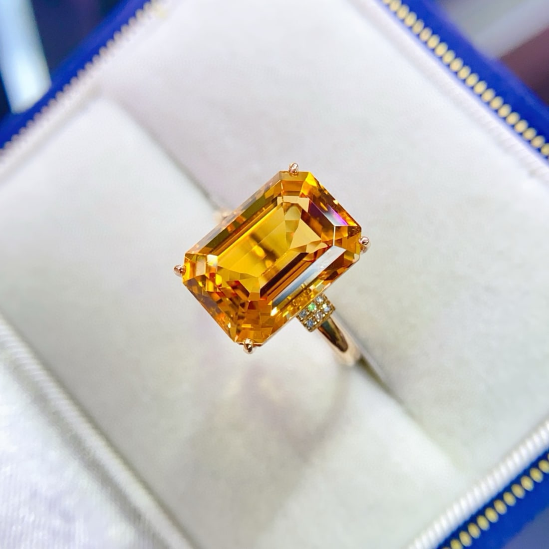 14k Gold 6.08 Ctw Natural Citrine & Diamond Ring - 5