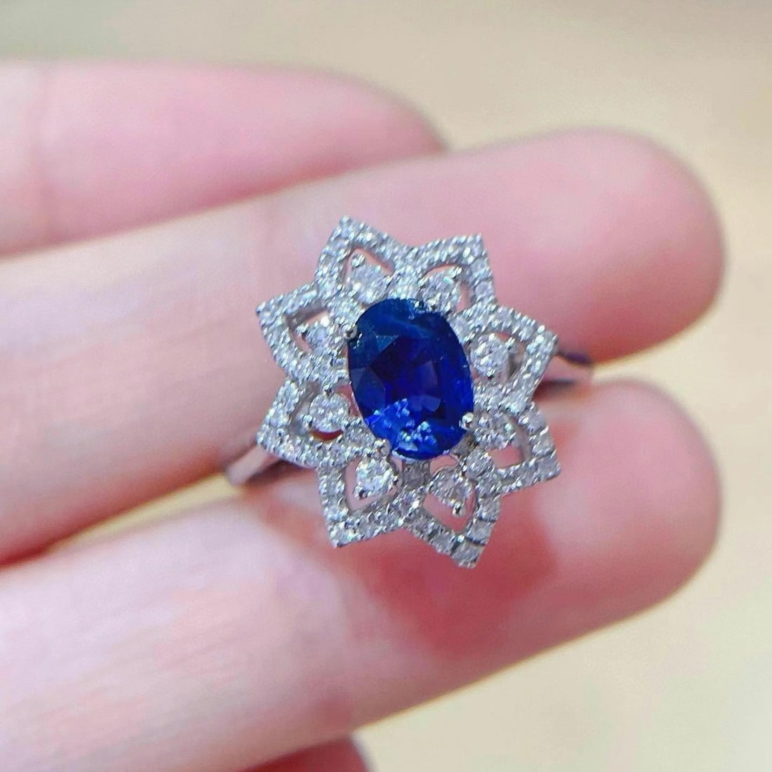 14k Gold 1.49 Ctw Natural Sapphire & Diamond Ring - 2