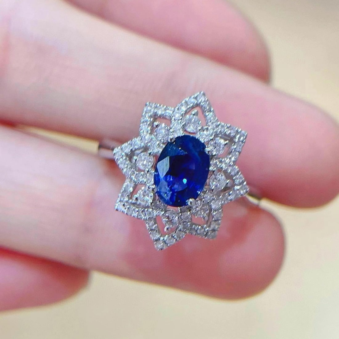 14k Gold 1.49 Ctw Natural Sapphire & Diamond Ring - 3