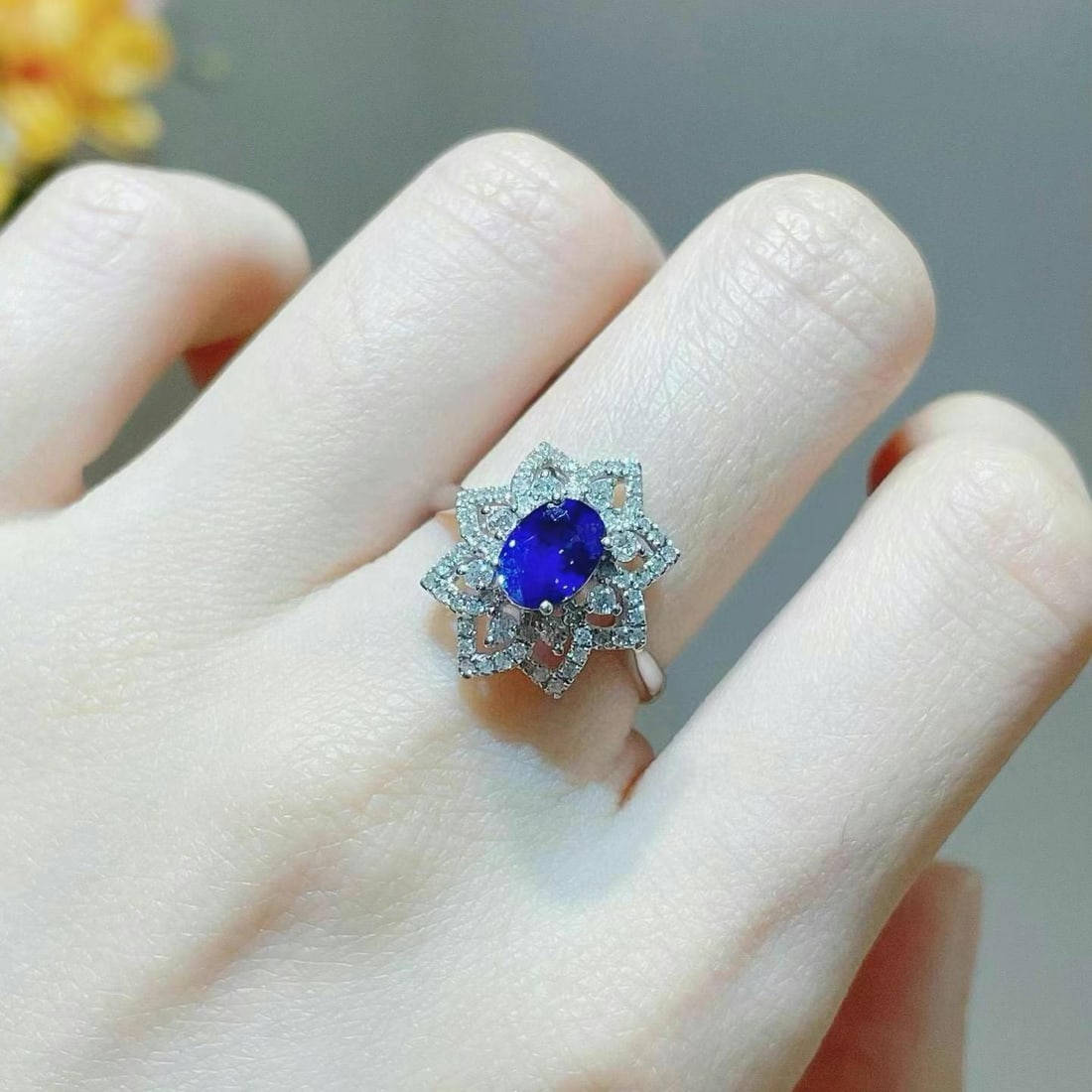 14k Gold 1.49 Ctw Natural Sapphire & Diamond Ring - 4