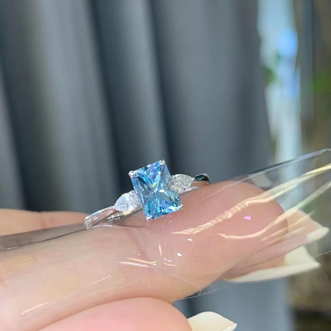 14k Gold 1.15 Ctw Natural Aquamarine & Diamond Ring - 2