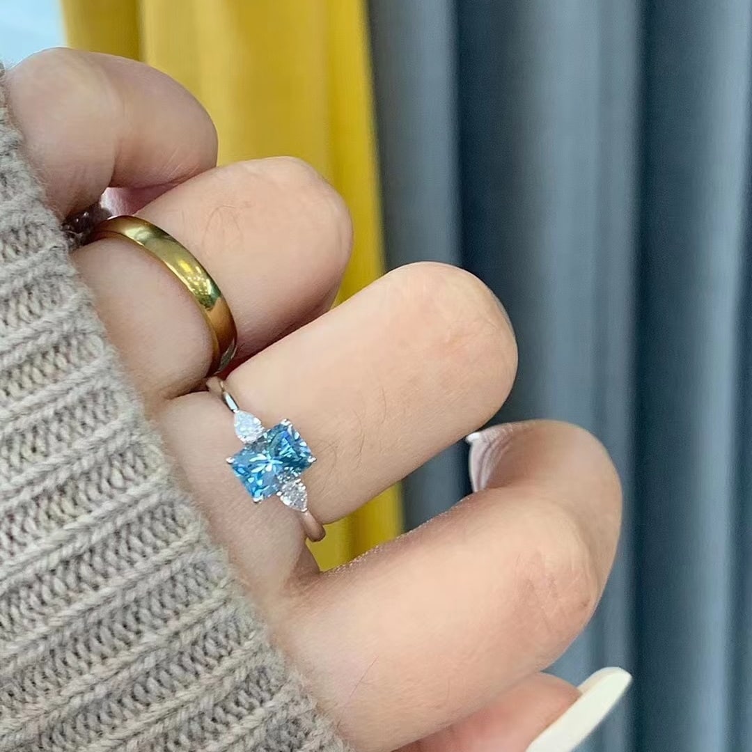 14k Gold 1.15 Ctw Natural Aquamarine & Diamond Ring - 4