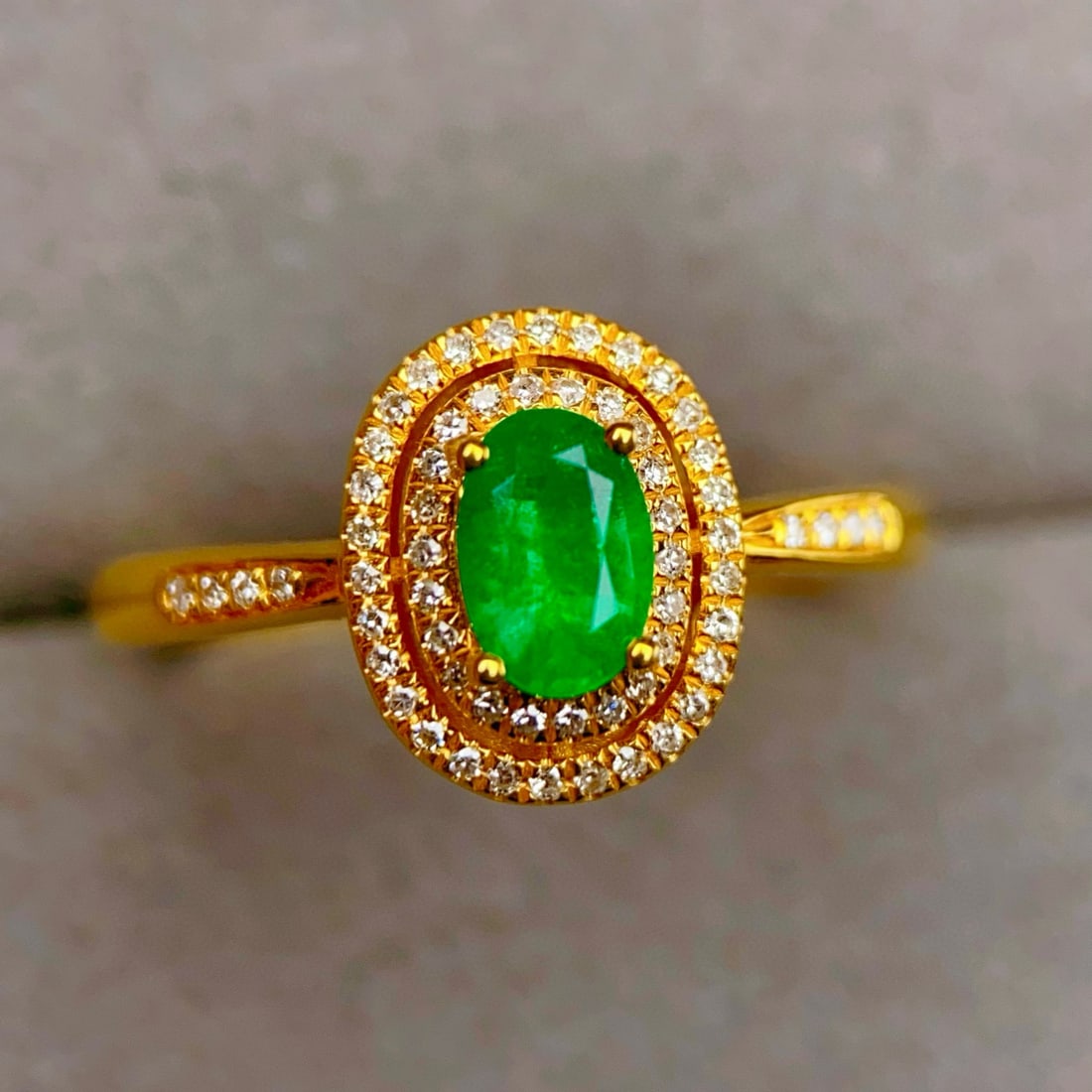 14k Gold 0.55 Ct Natural Emerald & Diamond Ring (1 of 7)