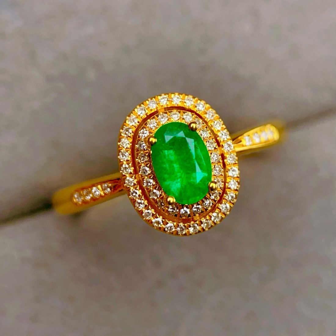 14k Gold 0.55 Ct Natural Emerald & Diamond Ring - 2