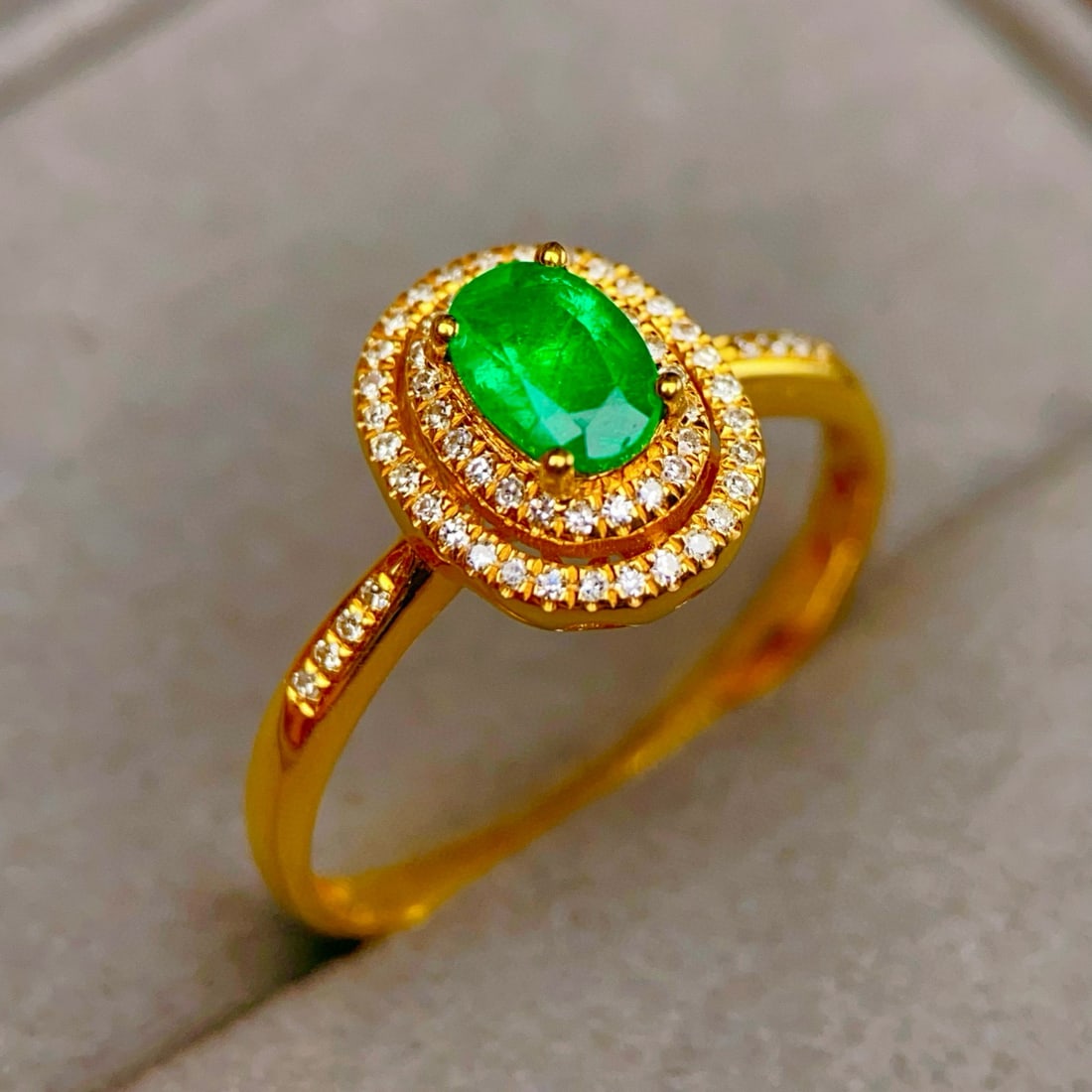 14k Gold 0.55 Ct Natural Emerald & Diamond Ring - 3