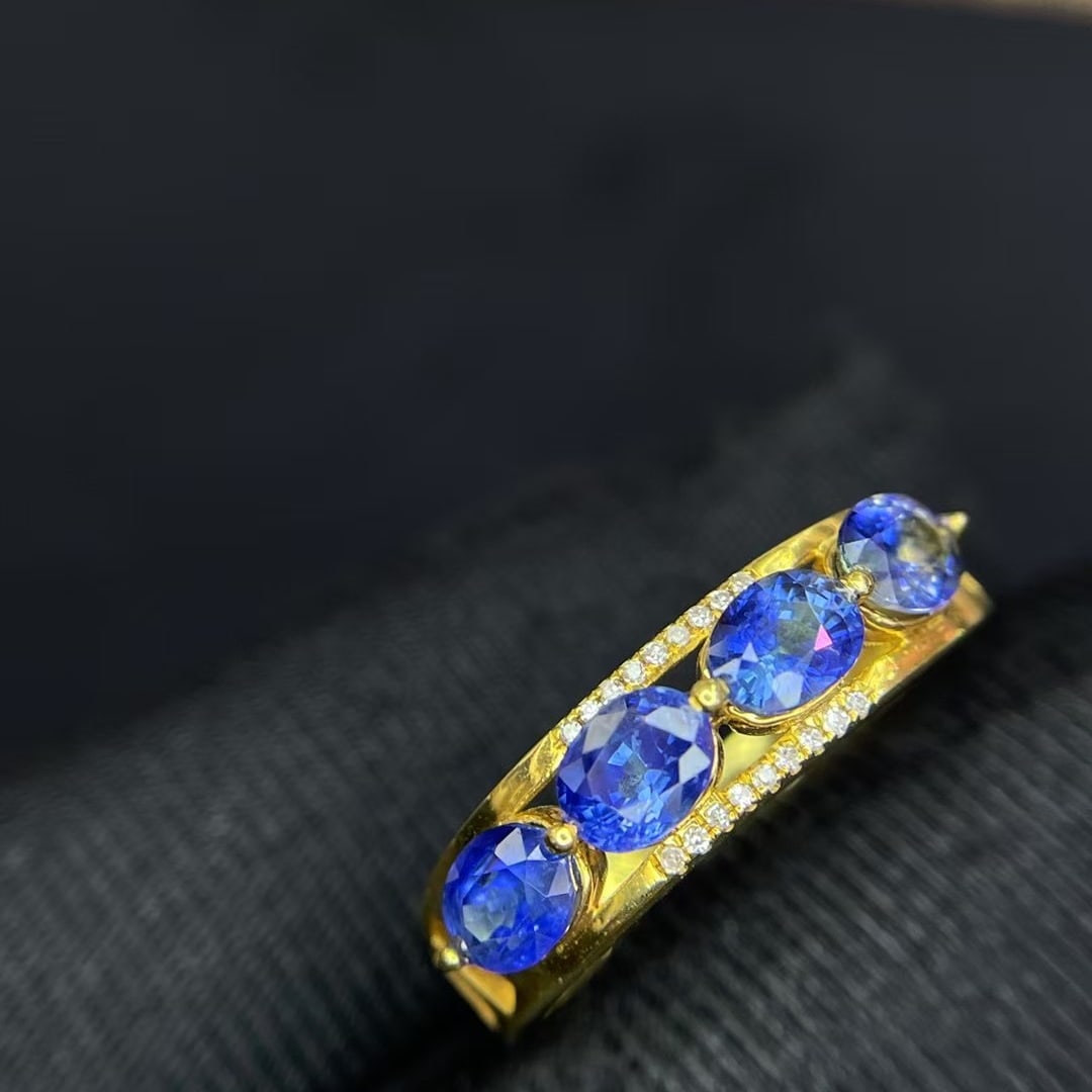 14k Gold 2.2 Ct Natural Sapphire & Diamond Ring - 2