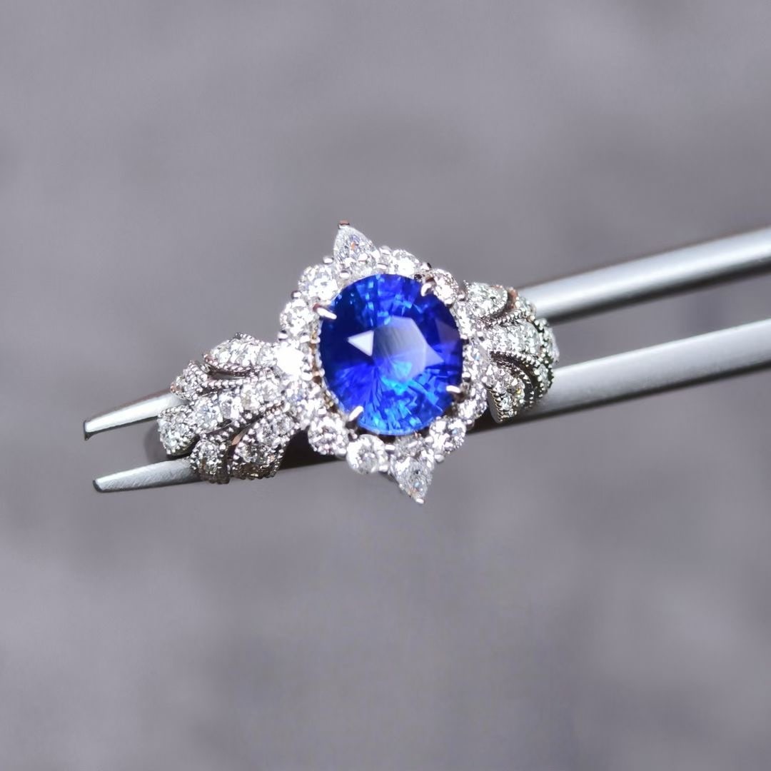 14k Gold 2.21 Ctw Natural Sapphire & Diamond Ring - 3