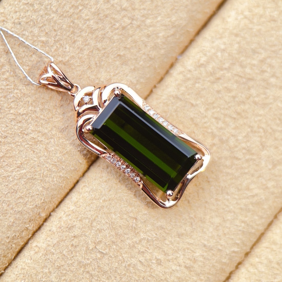 14k Gold 5.94 Ctw Natural Tourmaline & Diamond Pendant( Without Chain ) - 6