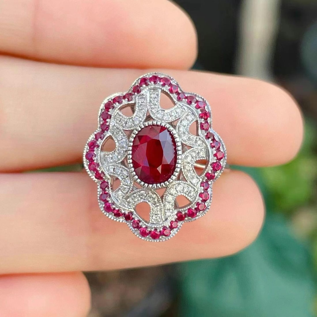 14k Gold 1.51 Ctw Natural Ruby & Diamond Ring (1 of 3)