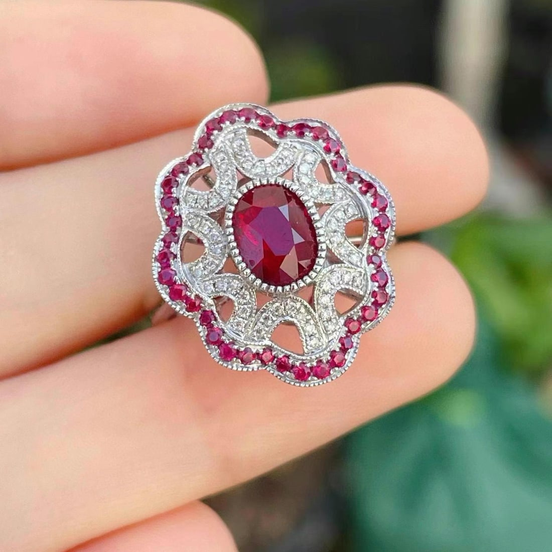 14k Gold 1.51 Ctw Natural Ruby & Diamond Ring - 2