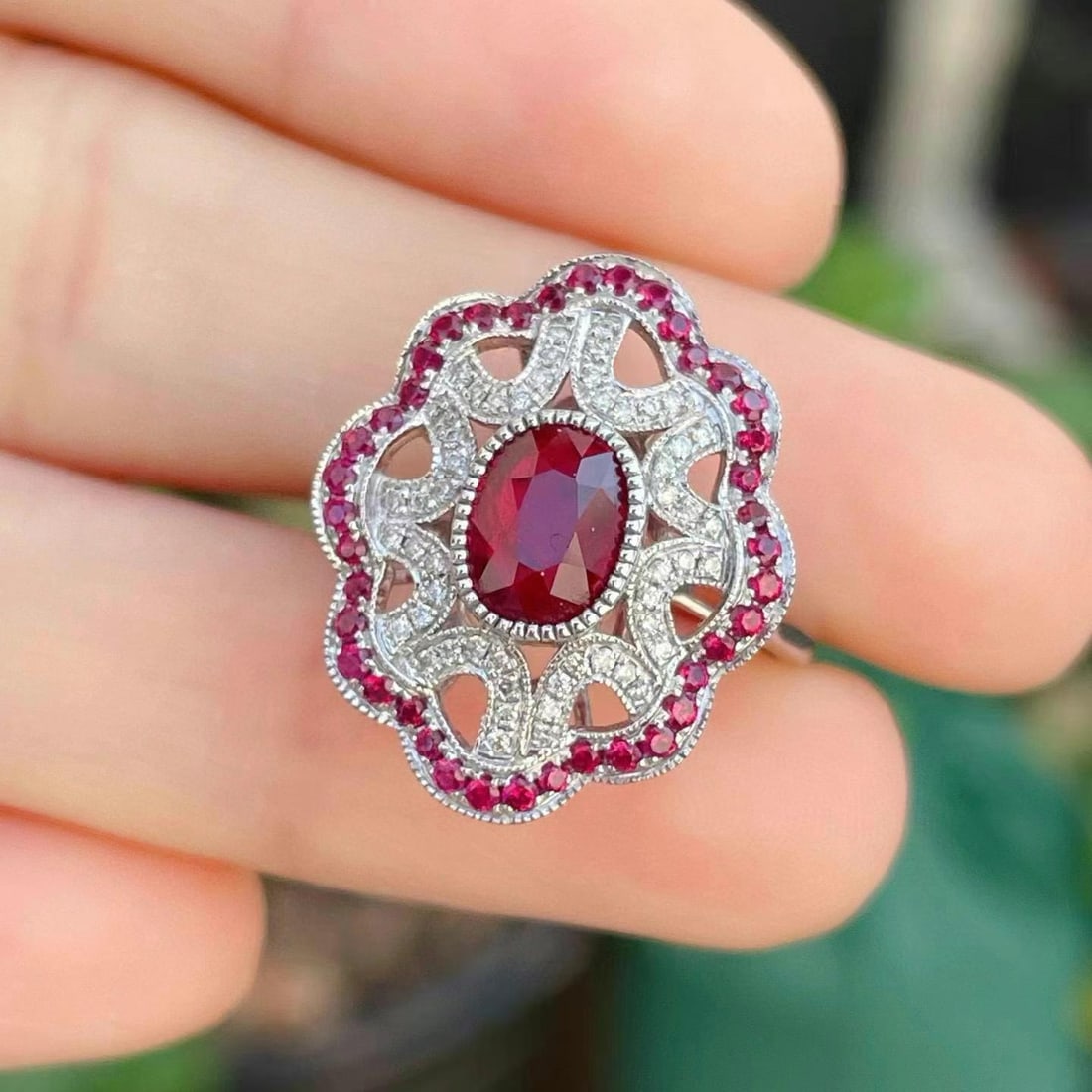 14k Gold 1.51 Ctw Natural Ruby & Diamond Ring - 3