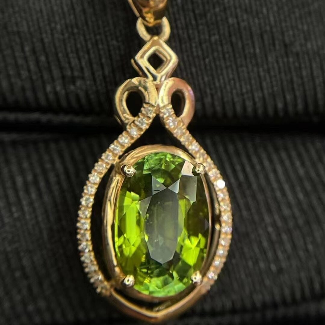 14k Gold 2.70 Ct Natural Tourmaline & Diamond Pendant( Without Chain ) - 2