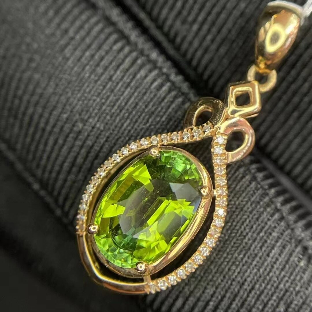 14k Gold 2.70 Ct Natural Tourmaline & Diamond Pendant( Without Chain ) - 3