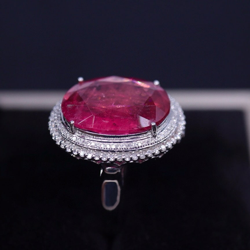 14k Gold 10.55 Ct Natural Tourmaline & Diamond Ring/pendant( Without Chain ) - 4