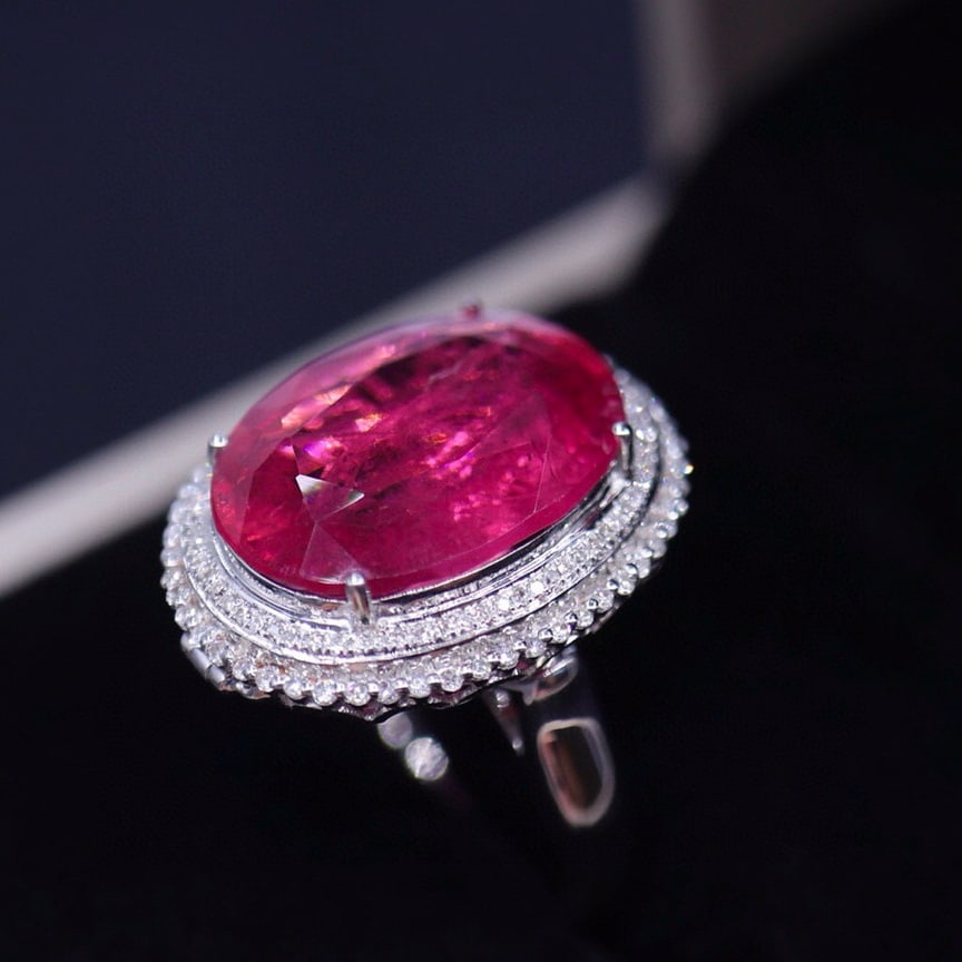 14k Gold 10.55 Ct Natural Tourmaline & Diamond Ring/pendant( Without Chain ) - 5