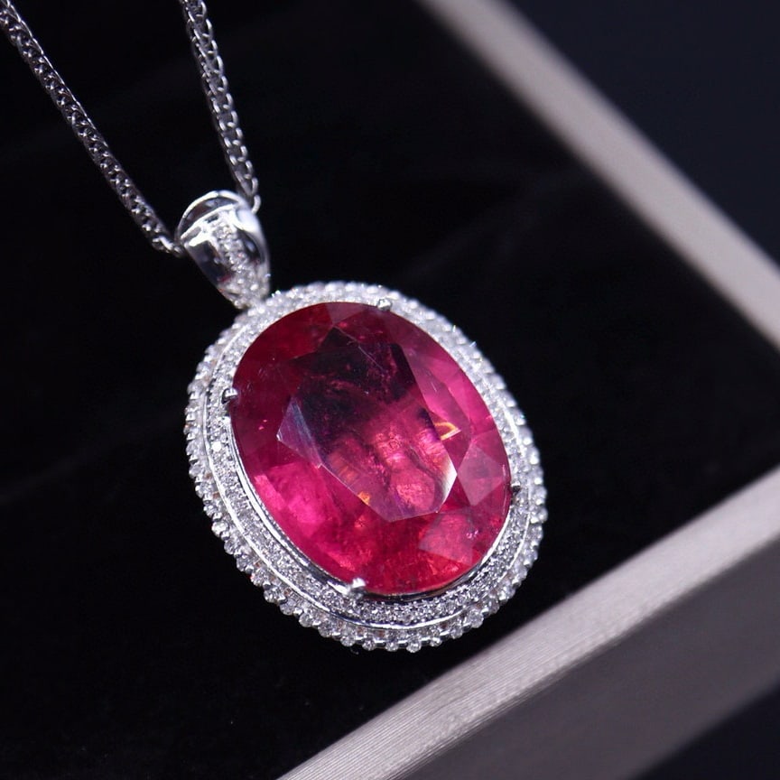 14k Gold 10.55 Ct Natural Tourmaline & Diamond Ring/pendant( Without Chain ) - 6