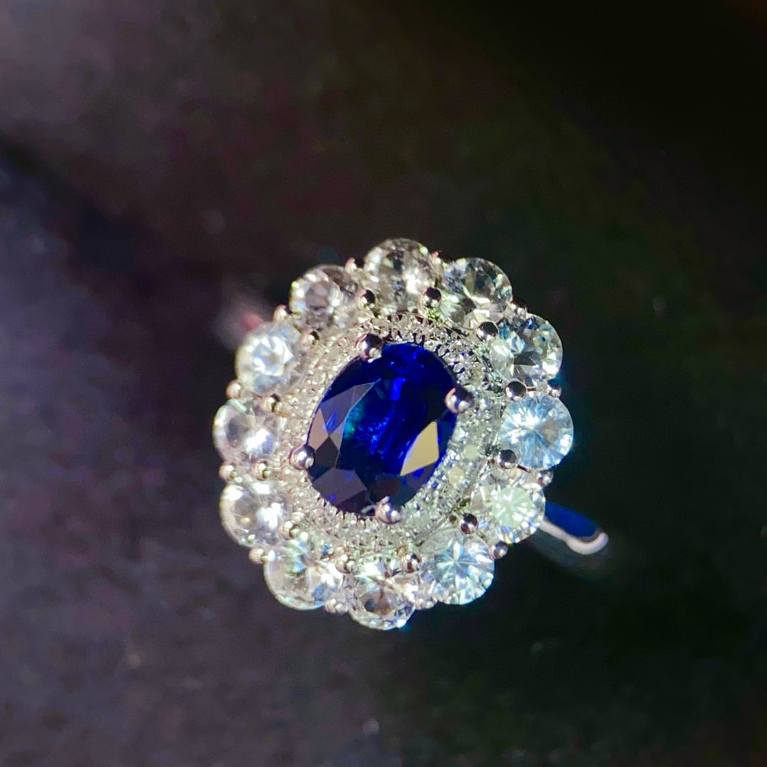 14k Gold 0.8 Ct Natural Sapphire & Diamond & Sapphire Ring/pendant( Without Chain ) (1 of 6)