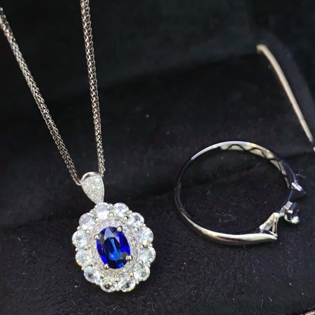 14k Gold 0.8 Ct Natural Sapphire & Diamond & Sapphire Ring/pendant( Without Chain ) - 3