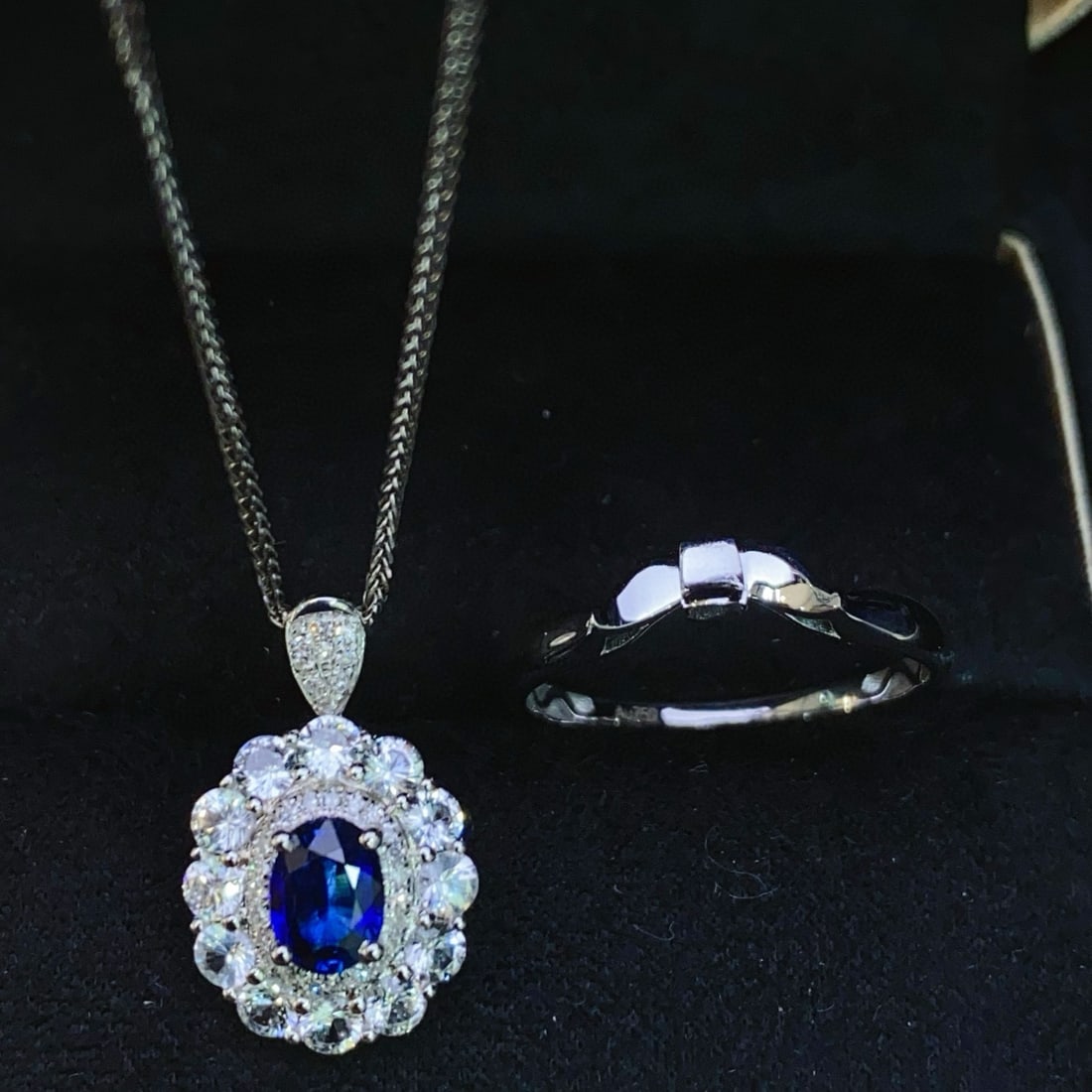 14k Gold 0.8 Ct Natural Sapphire & Diamond & Sapphire Ring/pendant( Without Chain ) - 4