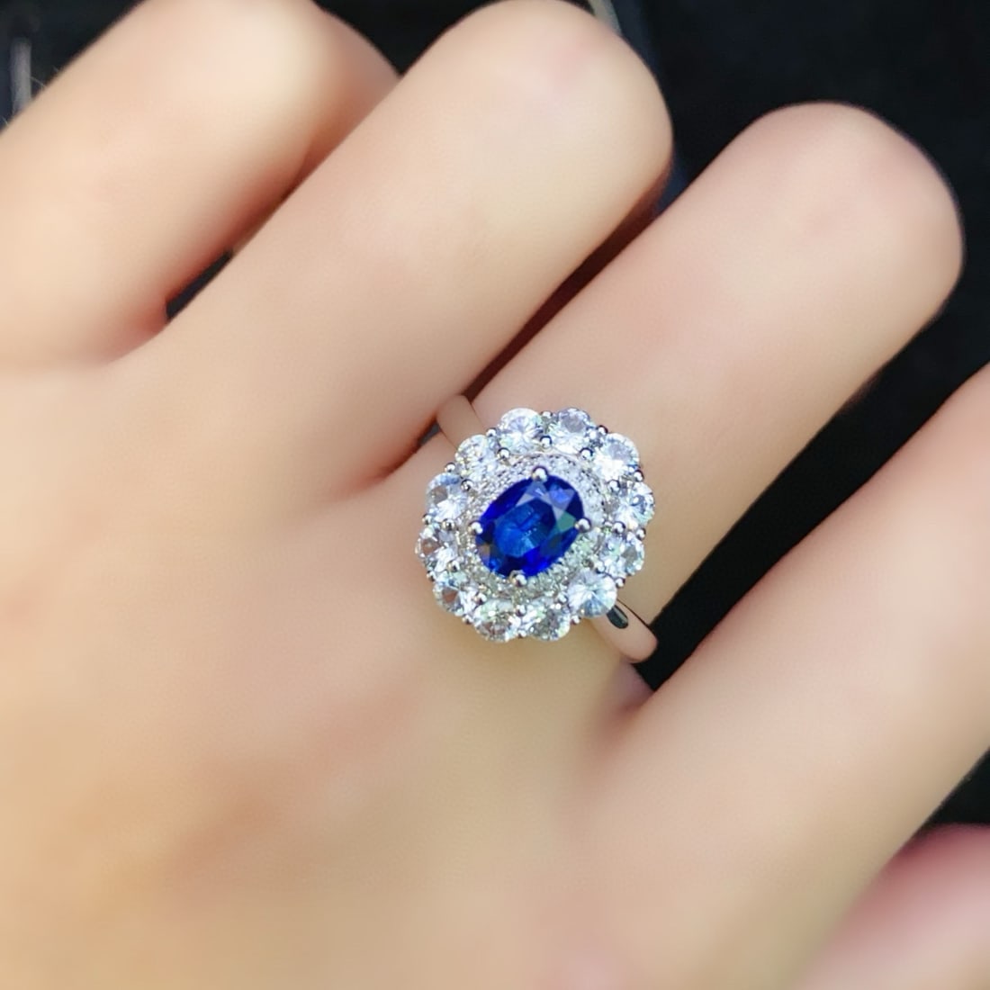 14k Gold 0.8 Ct Natural Sapphire & Diamond & Sapphire Ring/pendant( Without Chain ) - 6