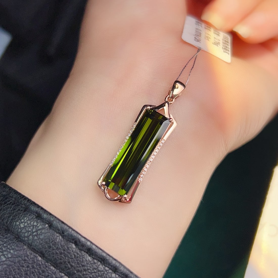 14k Gold 6.98 Ctw Natural Tourmaline & Diamond Pendant( Without Chain ) - 6