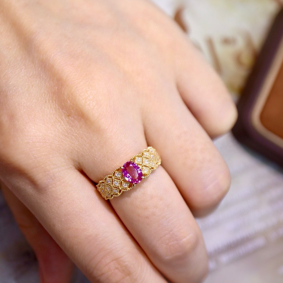 14k Gold 1.08 Ctw Natural Sapphire & Diamond Ring - 4