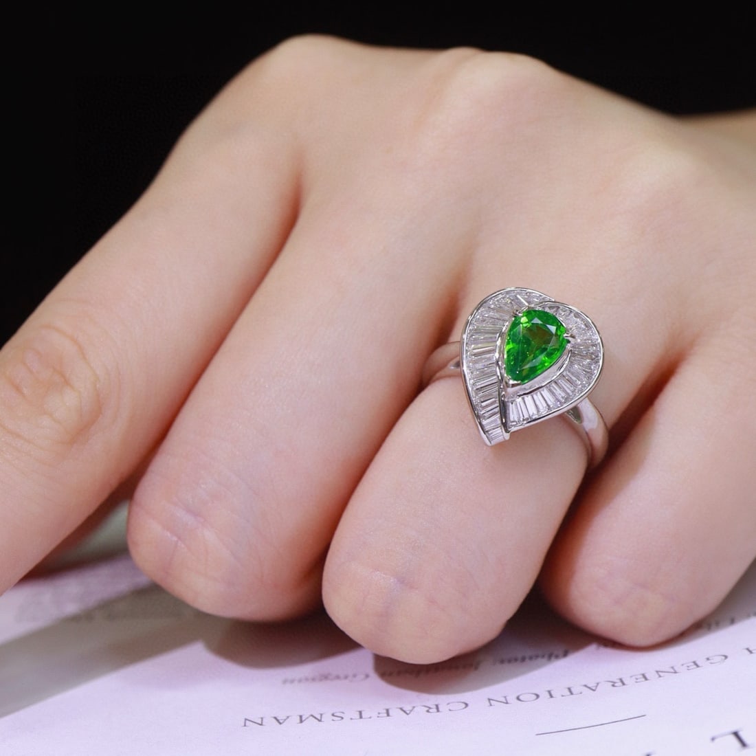 14k Gold 1.93 Ctw Natural Tsavorite & Diamond Ring - 7