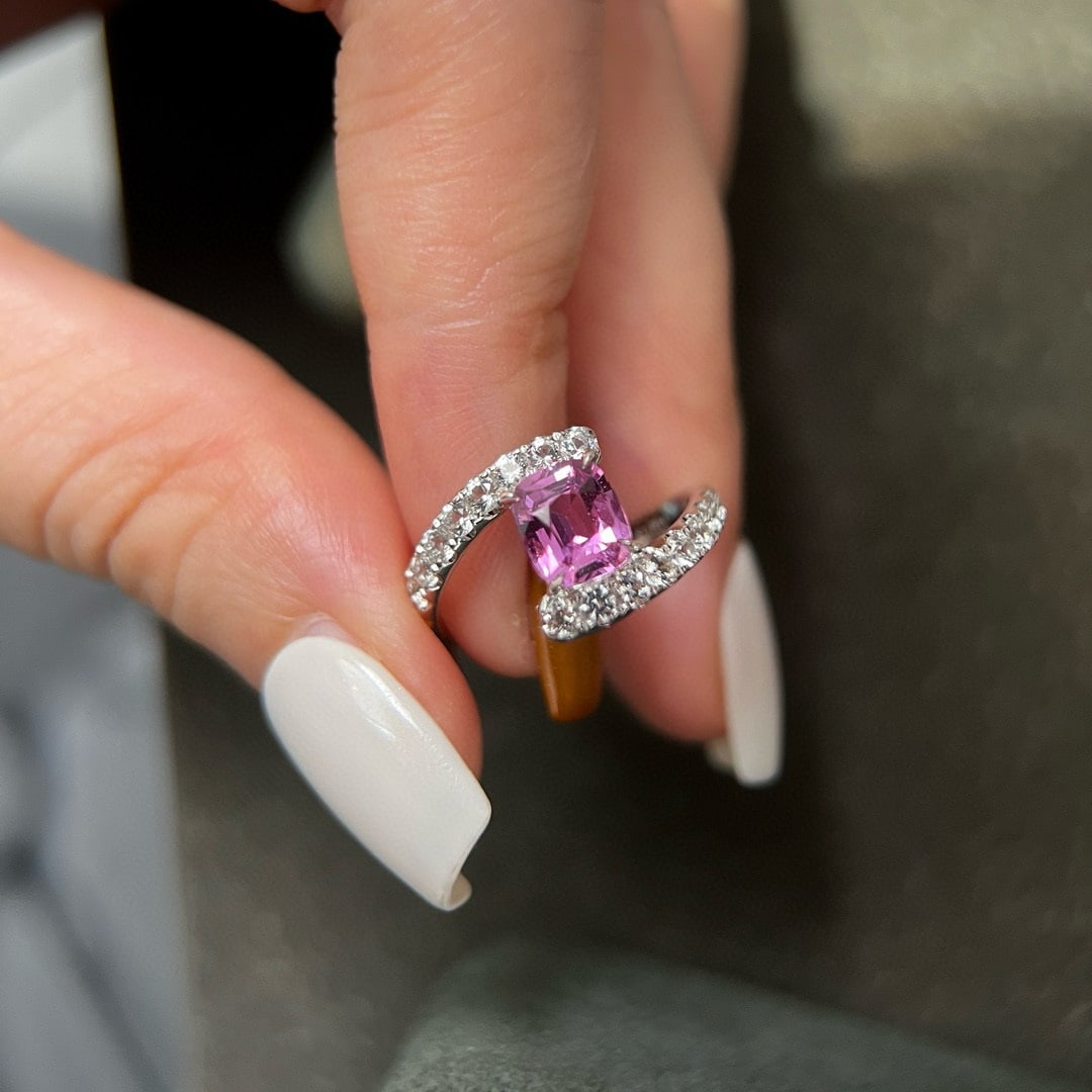 14k Gold 1.93 Ctw Natural Padparadscha Sapphire & Spinel Ring - 3