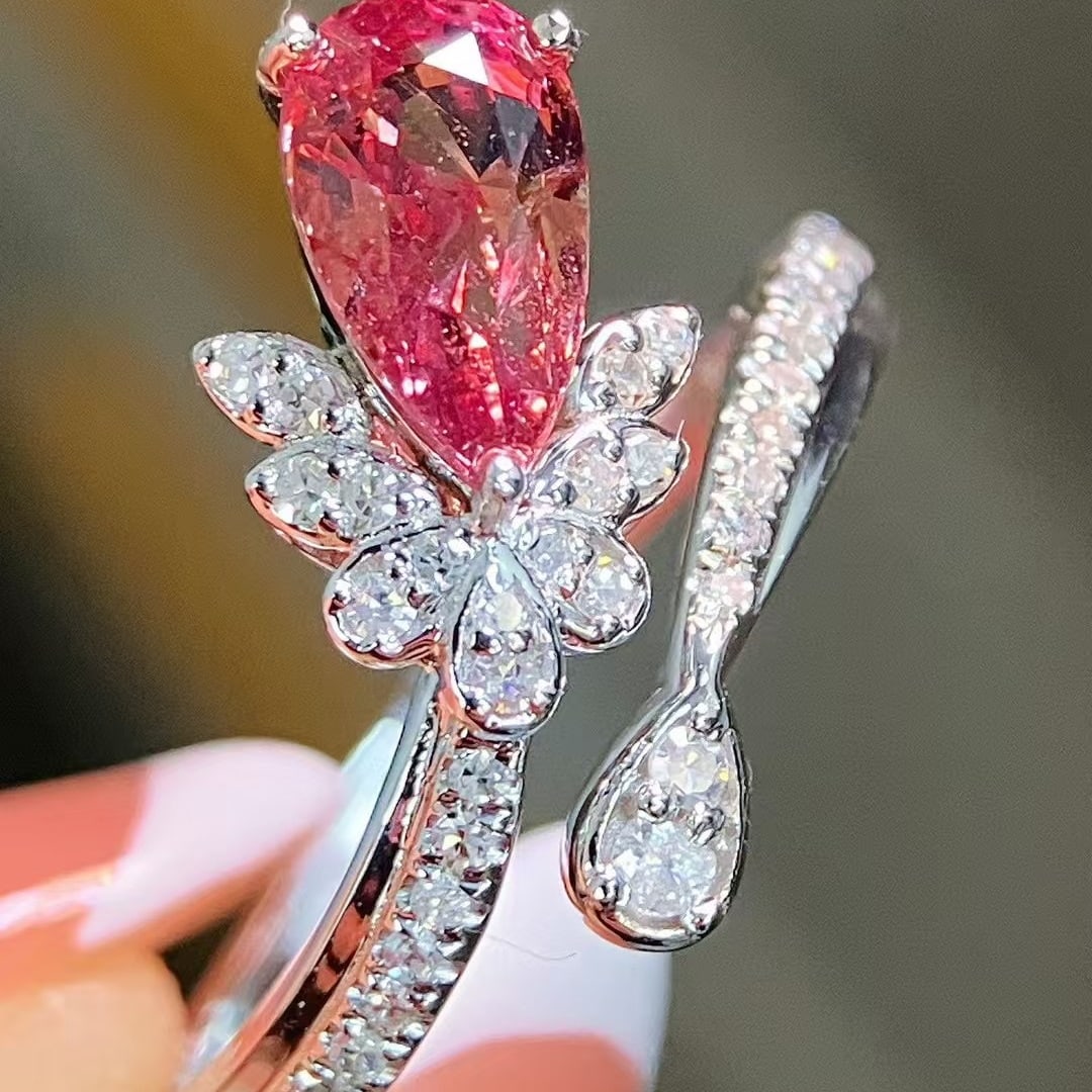 14k Gold 1.28 Ctw Natural Padparadscha Sapphire & Diamond Ring - 3