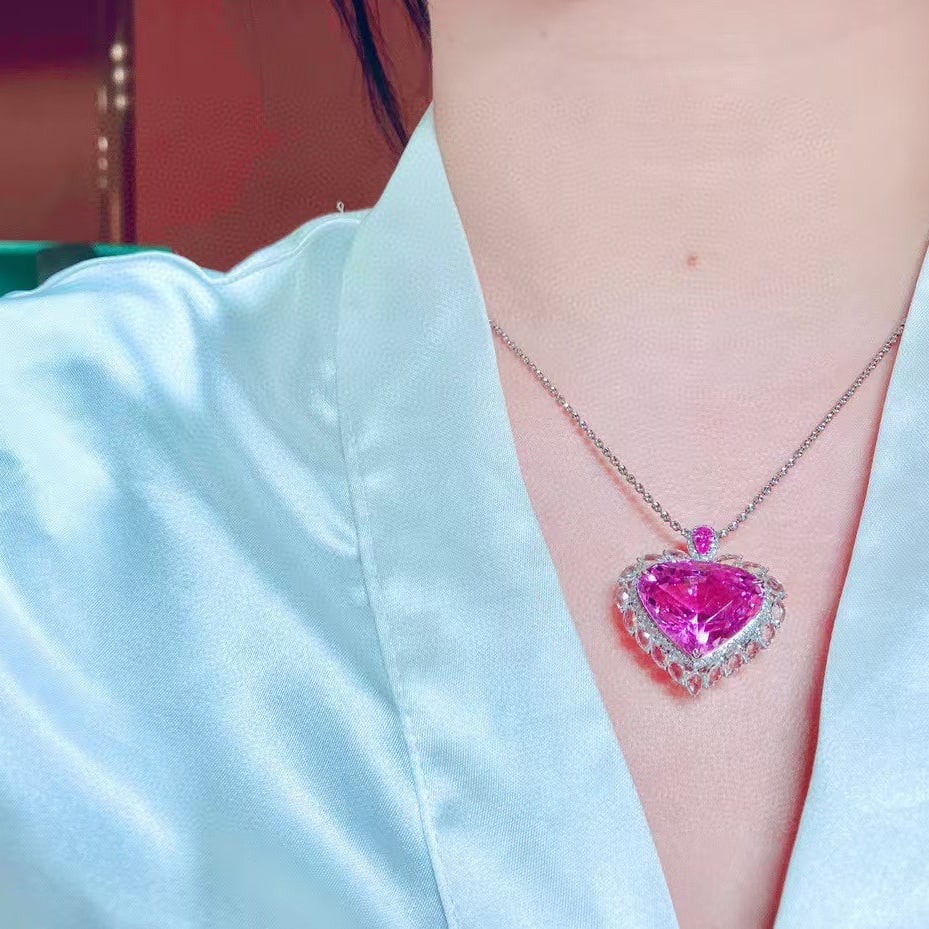 14k Gold 25.51 Ctw Natural Kunzite & Diamond Pendant( Without Chain ) - 6