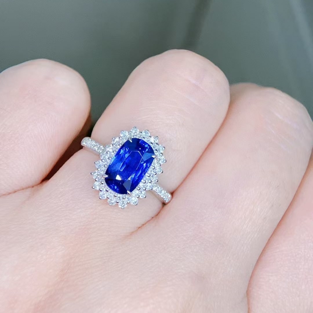 14k Gold 3.01 Ctw Natural Sapphire & Diamond Ring - 2