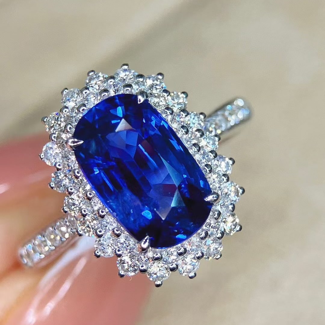 14k Gold 3.01 Ctw Natural Sapphire & Diamond Ring - 3