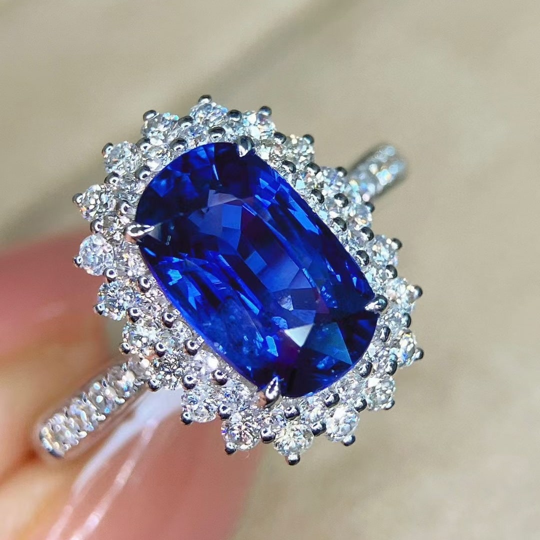 14k Gold 3.01 Ctw Natural Sapphire & Diamond Ring - 5