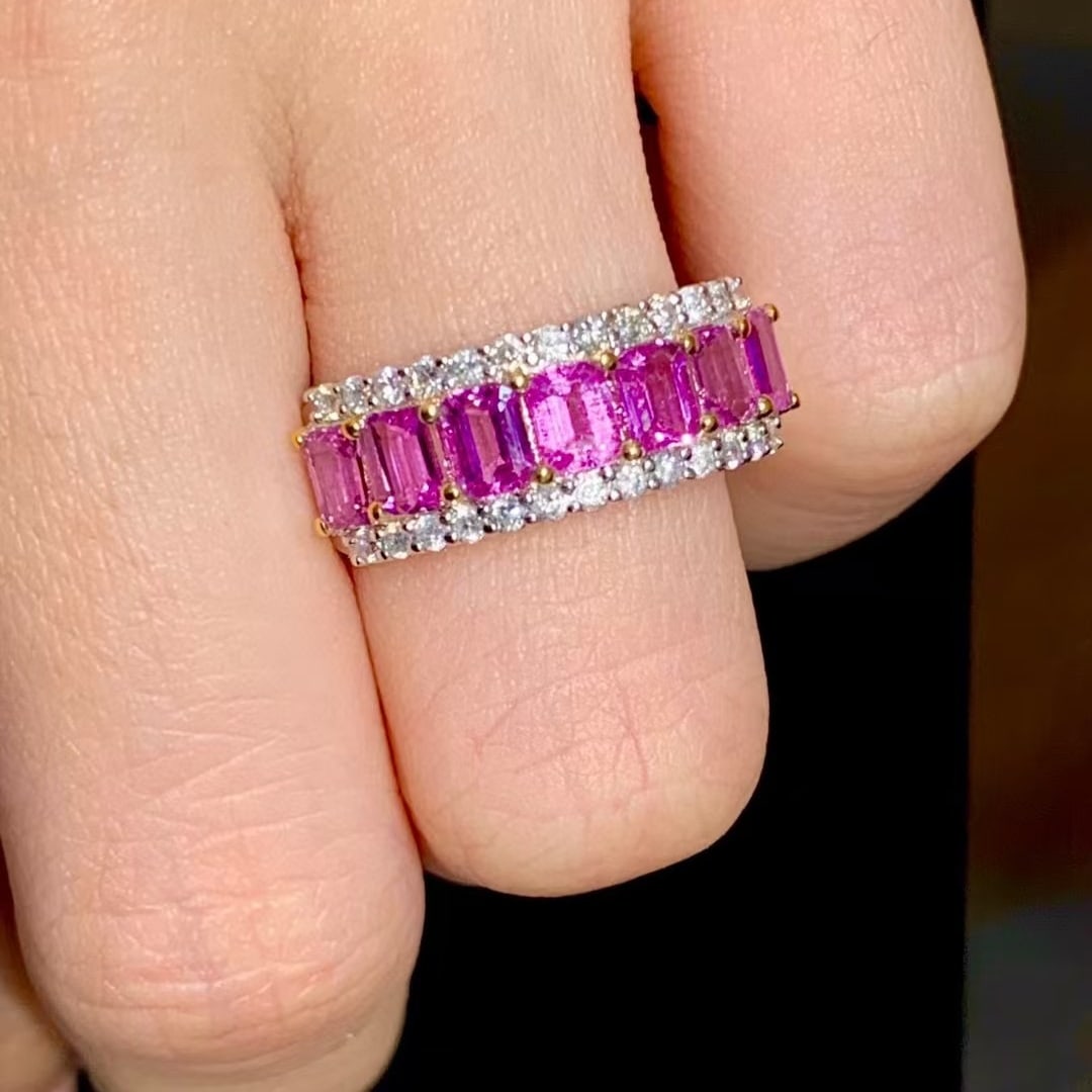 14k Gold 1.85 Ct Natural Padparadscha Sapphire & Diamond Ring - 3