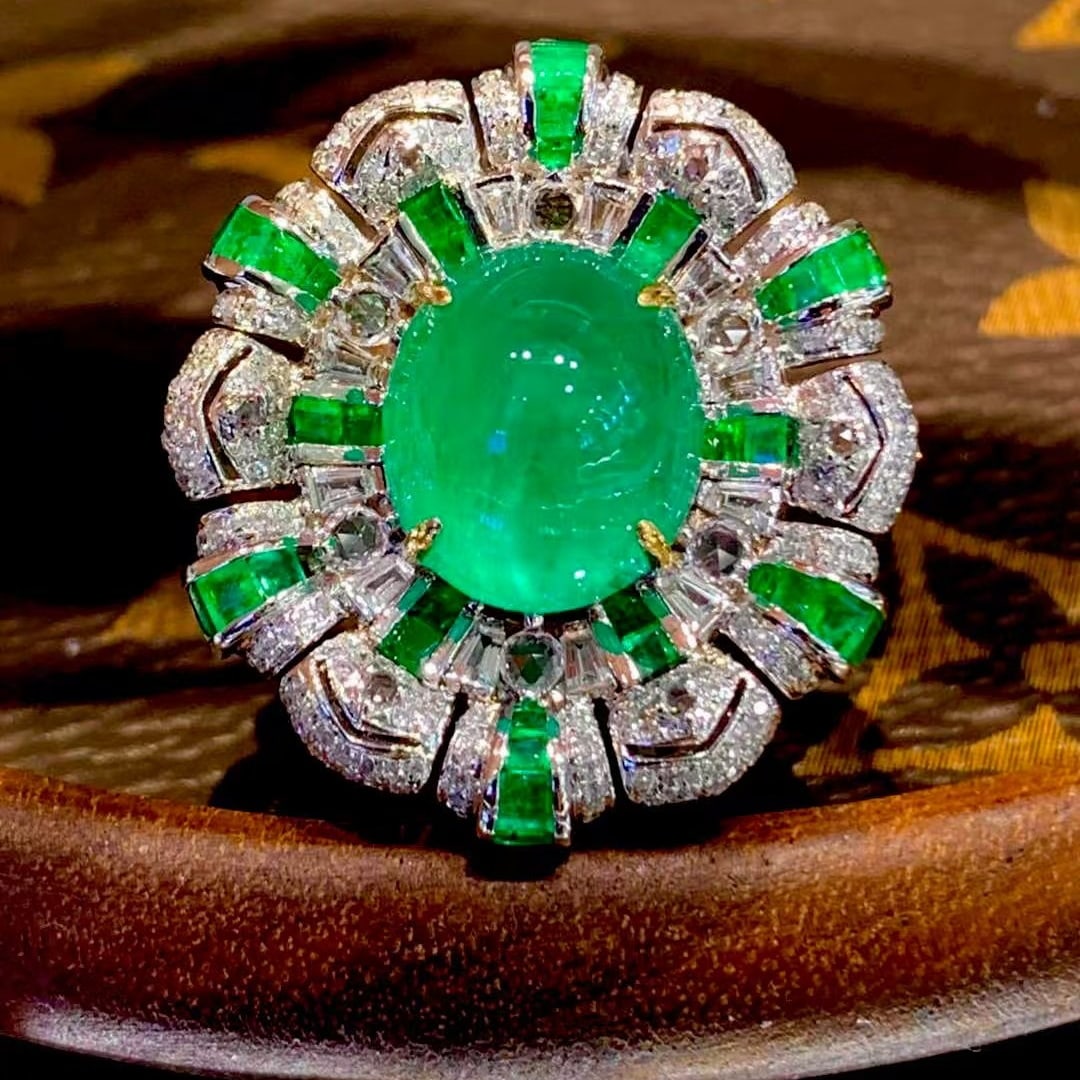 14k Gold 8.05 Ct Natural Emerald & Diamond Ring/pendant( Without Chain ) - 3