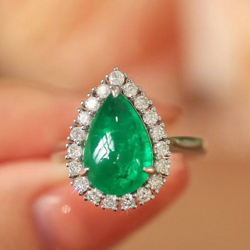 14k Gold 4.15 Ctw Natural Emerald & Diamond Ring/pendant( Without Chain ) - 2
