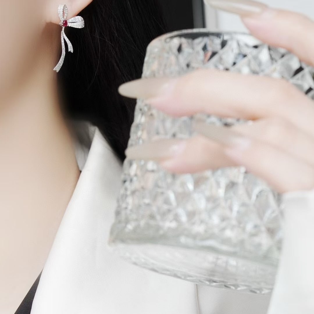 14k Gold 1.16 Ctw Natural Ruby & Diamond Earrings - 3