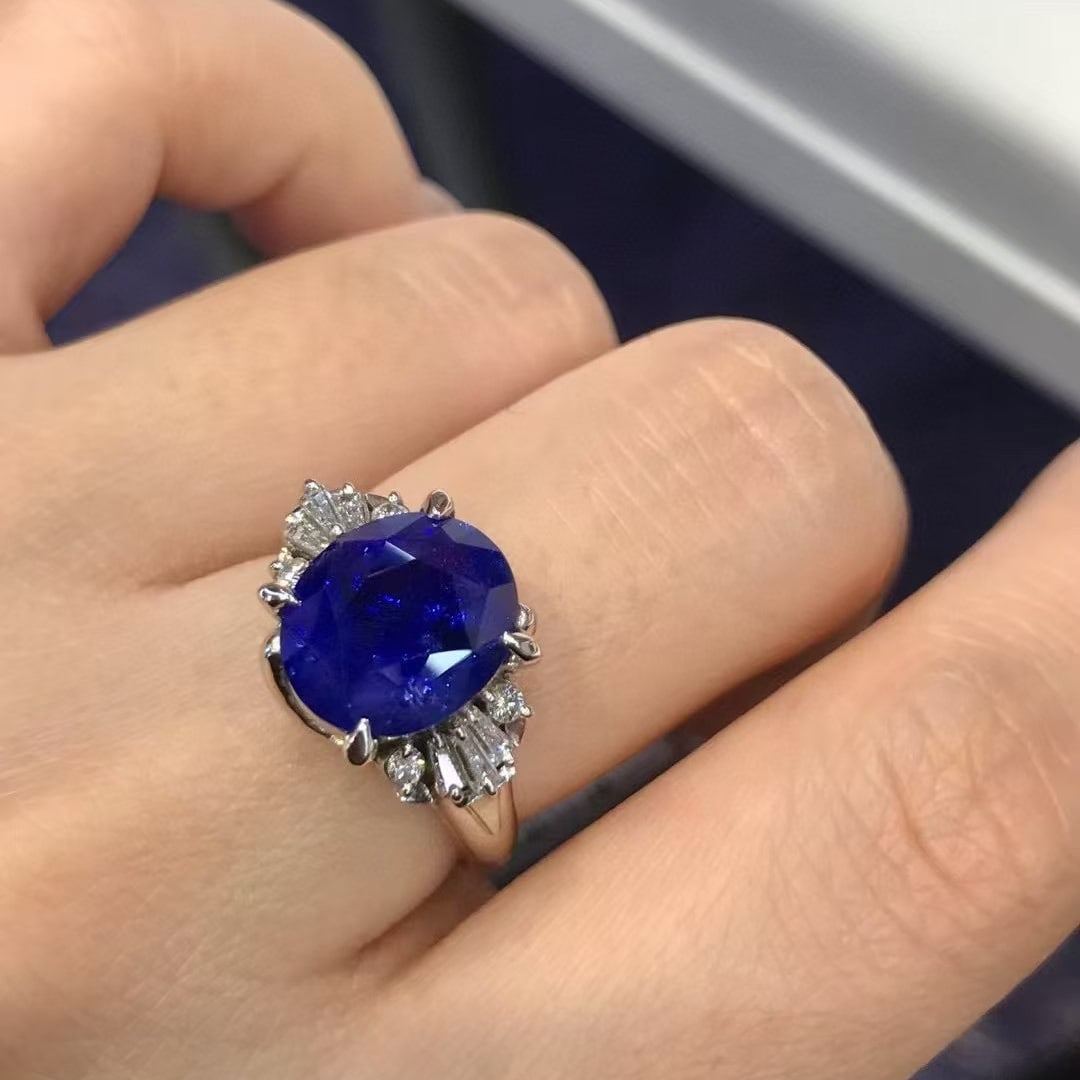 14k Gold 5.27 Ctw Natural Sapphire & Diamond Ring - 3